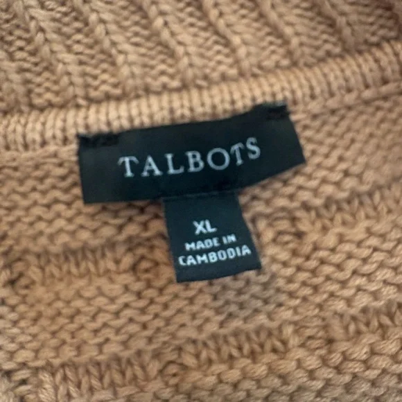 Talbots Tan Textured Knit Cardigan w/ Gold Buttons - Picture 5 of 8